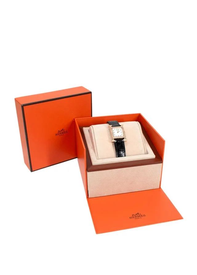 Hermès Black Alligator and Diamond Heure H Watch in Black Crocodile from HEWI, photo 2 of 10