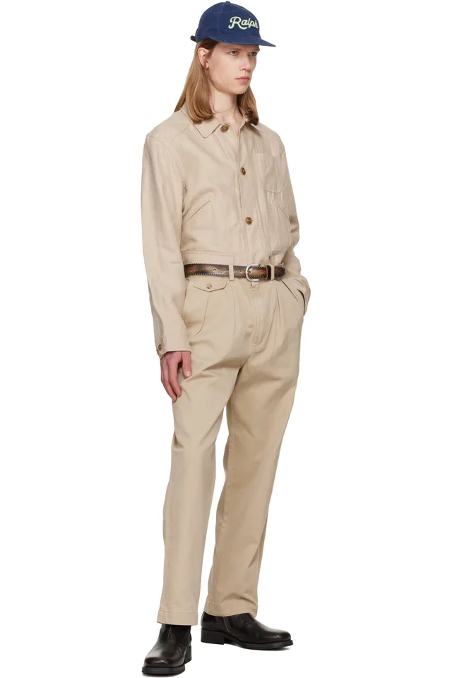 Polo Ralph Lauren Beige Linen Herringbone Utility Jacket, photo 5 of 5 from SSENSE