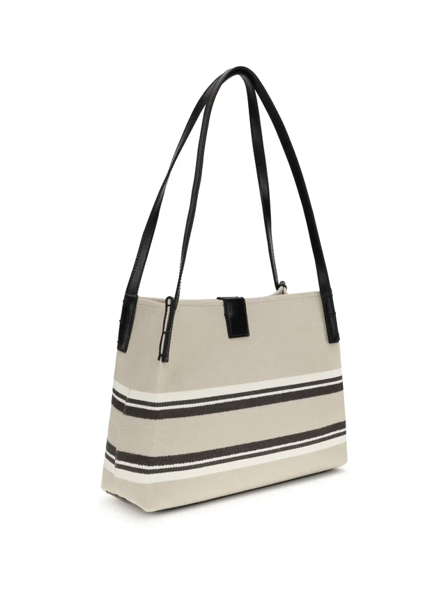 Balmain Shoulder Bag — Beige Cotton in Beige Canvas from HEWI