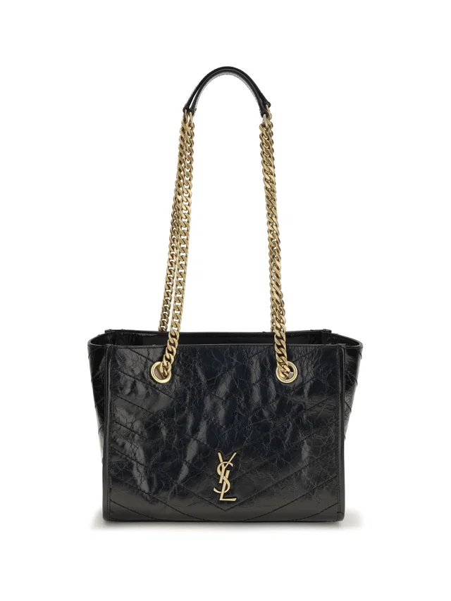 Saint Laurent Niki Tote Bag — Black Calf Leather Bos Taurus in Black Calfskin from HEWI
