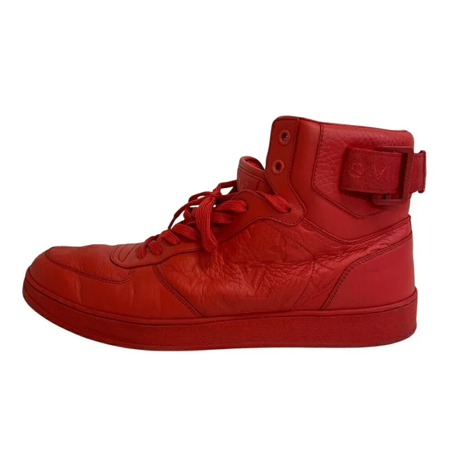 Louis Vuitton Rivoli Line High-Top Sneakers, Size 26.5, Red in Red color Leather from Elady
