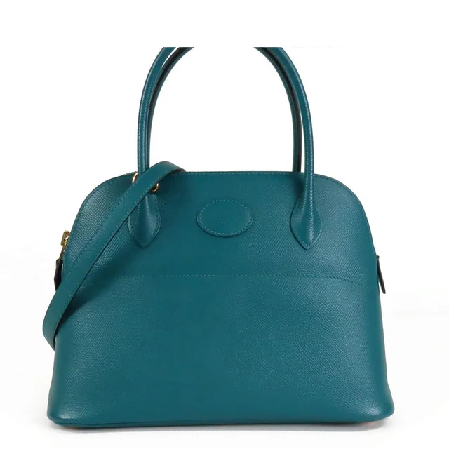 Hermès Bolide 27 Vert Bosphore Gold Epsom 2-Way Shoulder Bag in Green Epsom leather from The Reluxe