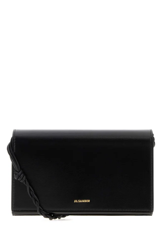 Jil Sander Tangle Wallet — Black Exterior: Calf in Black Calfskin from HEWI