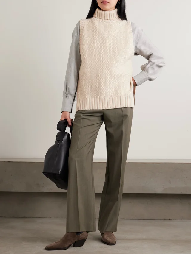JOHNSTONS OF ELGIN Cashmere turtleneck sweater vest in Beige, photo 2 of 2 from NET-A-PORTER (Canada)