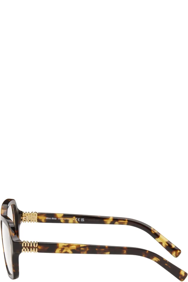 Miu Miu Eyewear Brown Square Glasses, photo 3 of 4 from SSENSE
