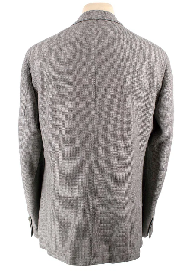 Loro Piana Grey Check Wool Single-breasted Blazer in Grey Wool from HEWI