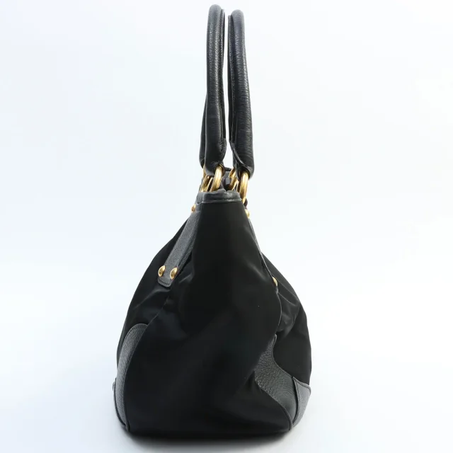 Prada Nylon Logo Tote Bag - Black in Black Nylon from VINTAGE QOO TOKYO, photo 4 of 10