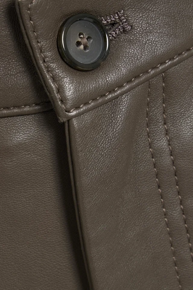Toteme Leather Slim-Leg Pants in Brown, photo 4 of 8 from THE OUTNET