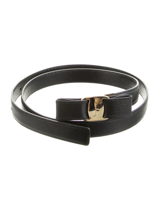 Ferragamo Skinny Leather Waist Belt in black Leather from The RealReal