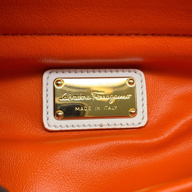 Ferragamo Sofia Gancini 2-way Bag Orange/Light Pink/WhiteFZ21 D570 Leather Size Small in Pink Leather from GALLERY RARE, photo 17 of 18