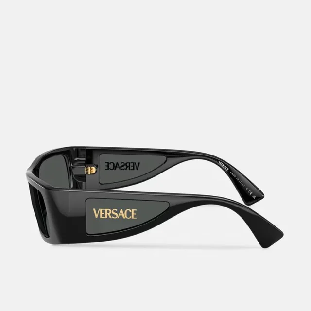 Versace Women's Oversized Sunglasses - Black in black from Depop, photo 3 of 9