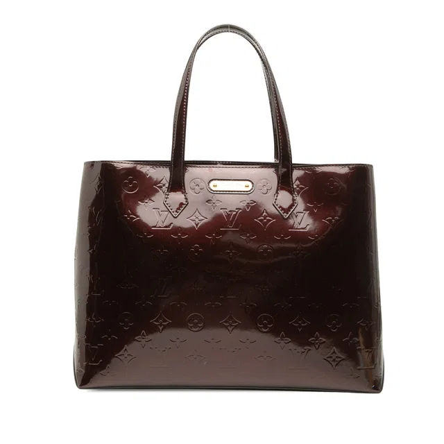Purple Louis Vuitton Monogram Vernis Wilshire MM Tote Bag in Purple Leather from Designer Revival