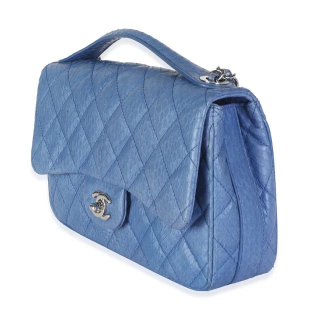 Chanel Blue Quilted Snakeskin Medium Easy Carry Flap Bag in Blue from myGemma, photo 2 of 2