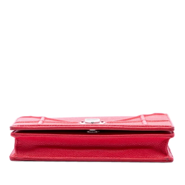 Red Dior Grained Calfskin Diorama Wallet on Chain Crossbody Bag in Red Caviar leather from Designer Revival, photo 2 of 2