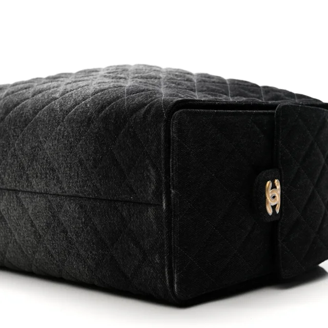 Washed Denim Quilted Large Chanel 25 Handbag Black in Black Denim from FASHIONPHILE, photo 10 of 10