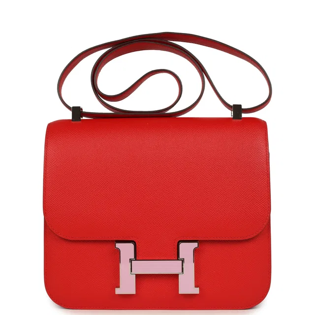 Hermès Constance 24 Rouge De Coeur Epsom Lacquered Palladium Hardware in Red Epsom leather from Madison Avenue Couture