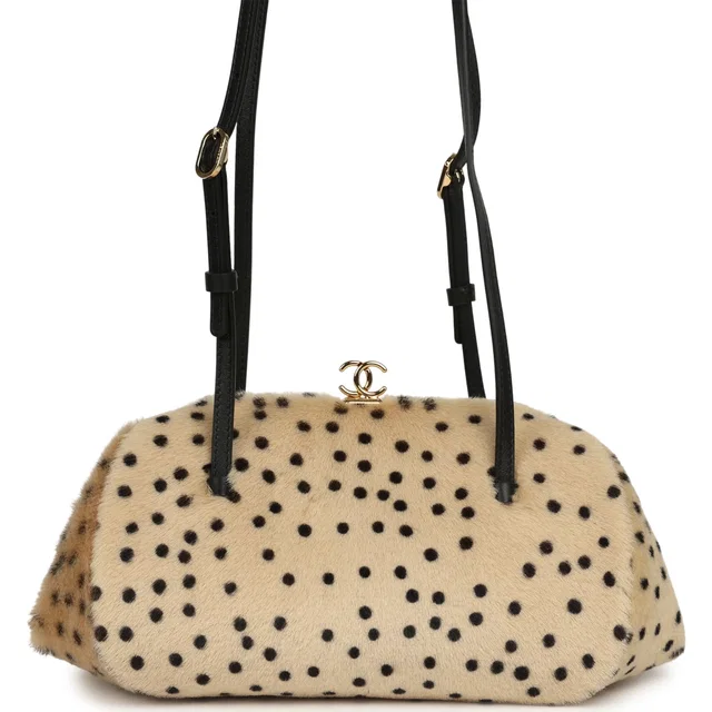 Chanel Cheetah Print Clutch in Black Leather from Madison Avenue Couture