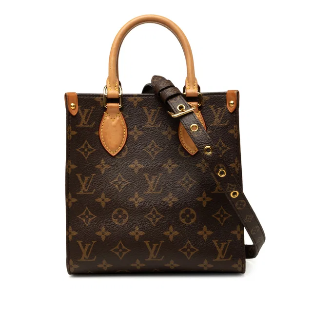 Brown Louis Vuitton Monogram Sac Plat BB Satchel in Brown Coated canvas from Designer Revival