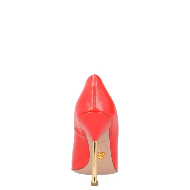 Prada Neon Pink Saffiano Leather Pointed-Toe Pumps in Pink Saffiano leather from HEWI