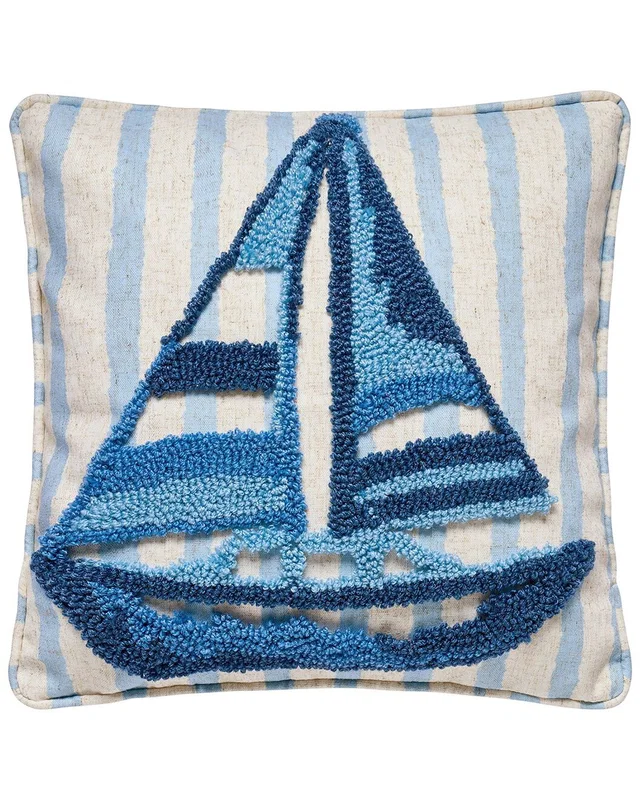 Peking Handicraft Coastal Sailboat Tufted Hook Pillow, image 1 of 1 from Rue La La