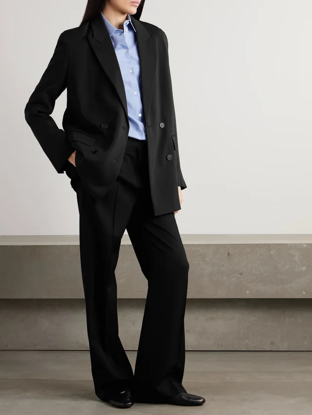 THE ROW Tristana double-breasted twill blazer in Black, photo 2 of 2 from NET-A-PORTER (Canada)