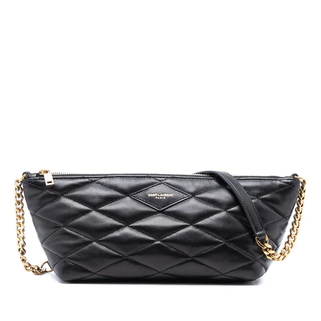 Black Saint Laurent Mini Quilted Lambskin Sade Shoulder Bag in Black Lambskin from Designer Revival