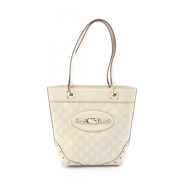 Gucci Tote Bag Guccissima Ivory Leather Horsebit in White Leather from The Reluxe