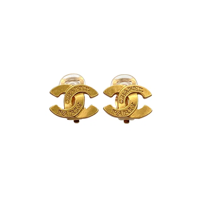 Chanel Vintage Earrings Cocomark Logo Gold Accessory 99A in Gold from Luxury Promise