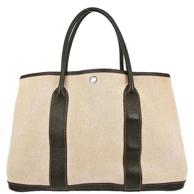 Hermès Beige Toile H Buffle Garden Party 36 PM Tote Handbag in Beige from AMORE Vintage Tokyo