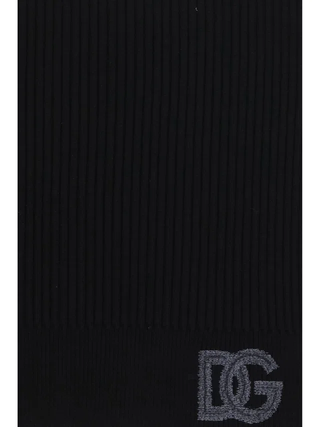 Dolce & Gabbana Ribbed Virgin Wool Scarf — Black Scarfs in Black Wool from HEWI