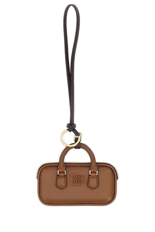Miu Miu Leather Key Case — Brown Keychains in Brown Leather from HEWI