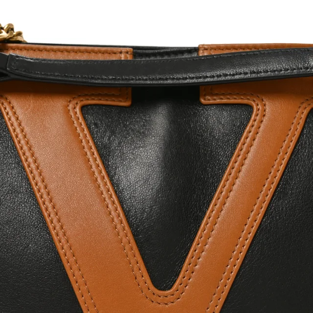 Valentino Garavani Nappa Small Viva Superstar Shopping Tote Black Brown in Black Nappa leather from FASHIONPHILE, photo 7 of 9