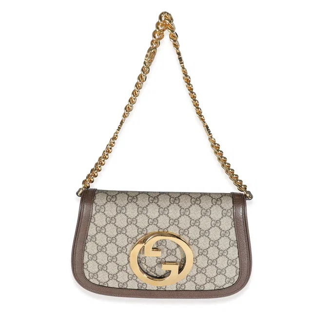 Gucci Beige GG Supreme Canvas Blondie Shoulder Bag in Beige Canvas from myGemma