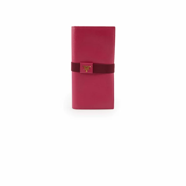 Prada Saffiano Long Clutch Wallet Dark Pink in Pink Saffiano leather from The Purse Affair