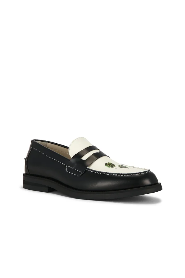 Duke + Dexter Wilde Clover Penny Loafer in Black & White, photo 3 of 5 from REVOLVE (Canada)