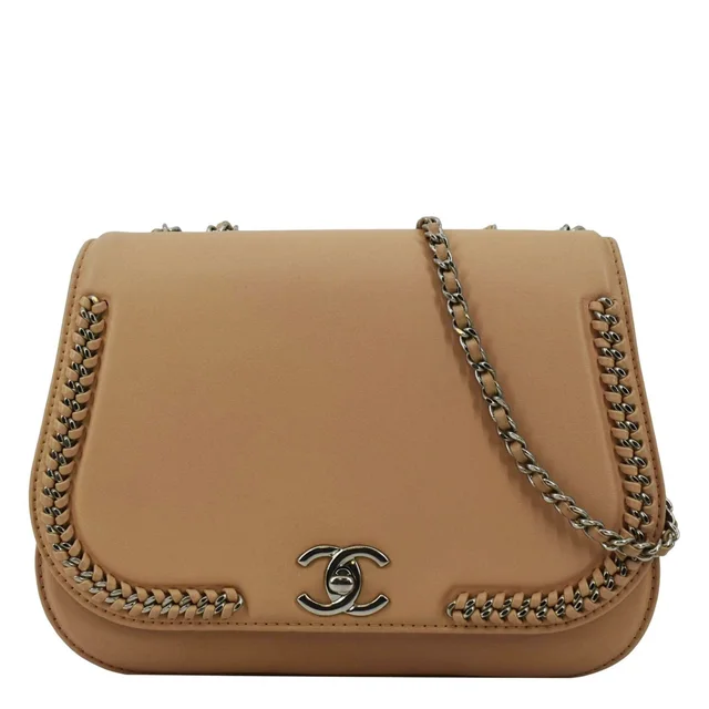 Chanel Braided Chic Flap Small Leather Shoulder Bag Light Beige in Beige Leather from Dallas Designer Handbags