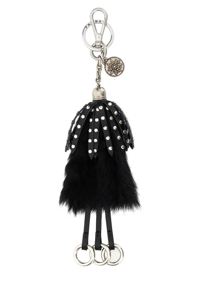 Prada Key Case — Black Acciaio-vitello-bos Taurus Keychains in Black Leather from HEWI