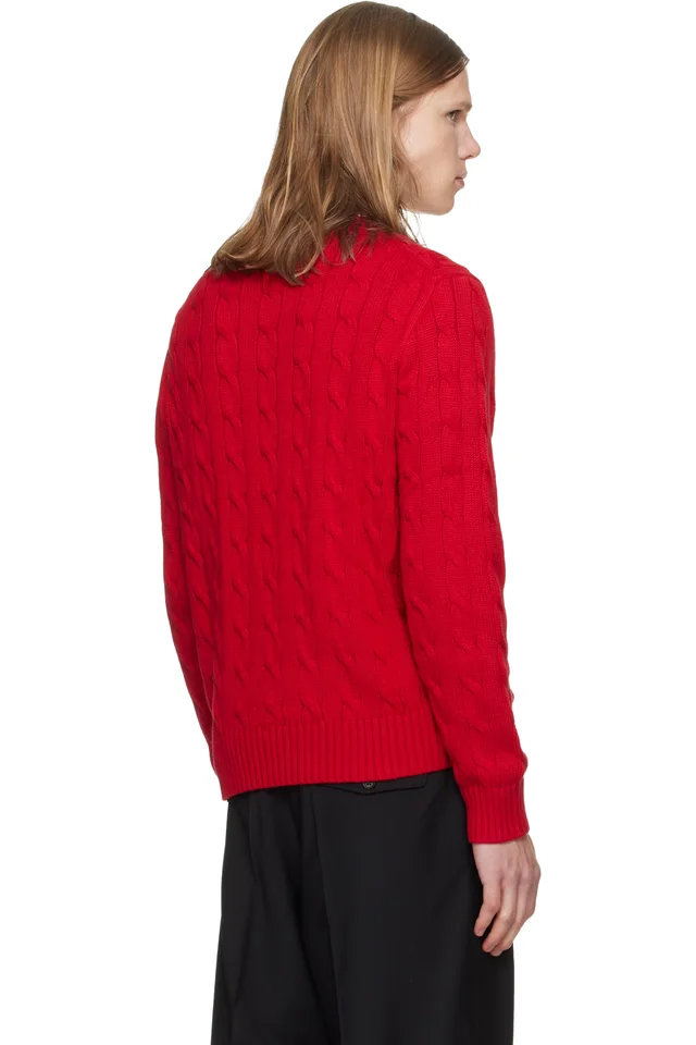 Polo Ralph Lauren Red Cable-Knit Sweater, photo 3 of 4 from SSENSE