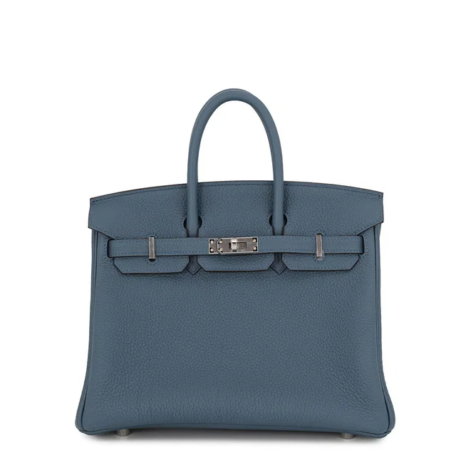 Hermès Birkin Blue Tempete Togo Leather Size 25 in Blue Togo leather from GALLERY RARE