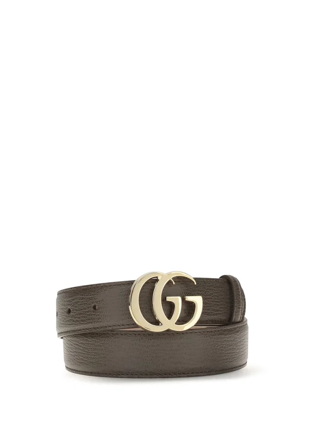 Gucci Gg Logo Leather Belt — Brown Calf Bos Taurus in Brown Leather from HEWI