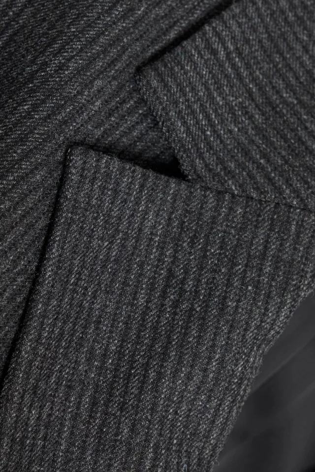 Theory Pinstriped Twill Double-Breasted Jacket in Grey, photo 4 of 4 from THE OUTNET