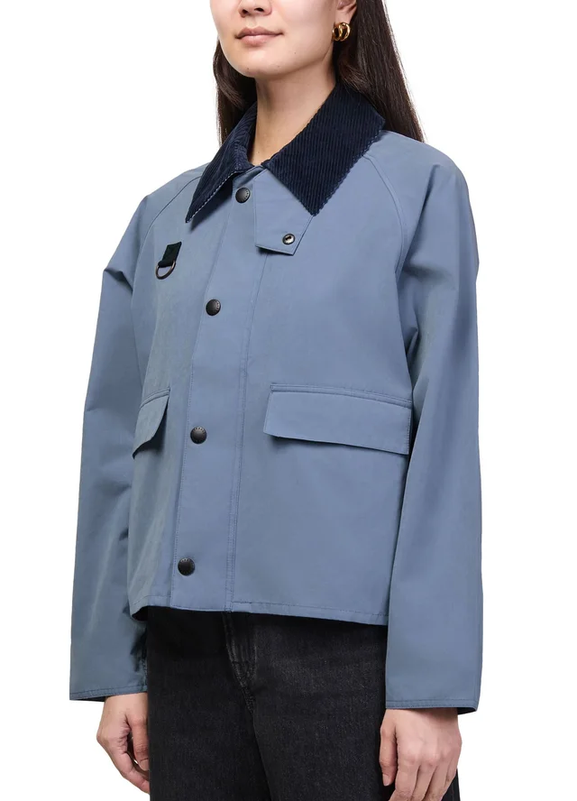 BARBOUR Spey oversized casual jacket in Blue Outer: 45% cotton,38% polyester,17% polyamide, buggy lining: 100% polyester, collar: 100% cotton, photo 3 of 6 from 24S (US)