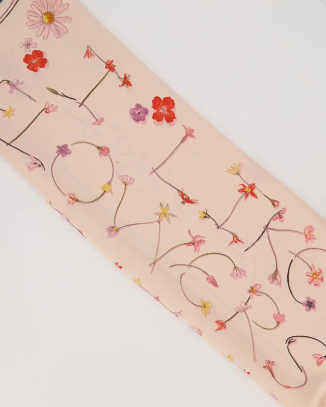 Hermès I Like Flowers Silk Scarf 70 in Pastel Pink and Navy Blue with Flower Detailing in Navy Silk from Sellier, photo 2 of 6