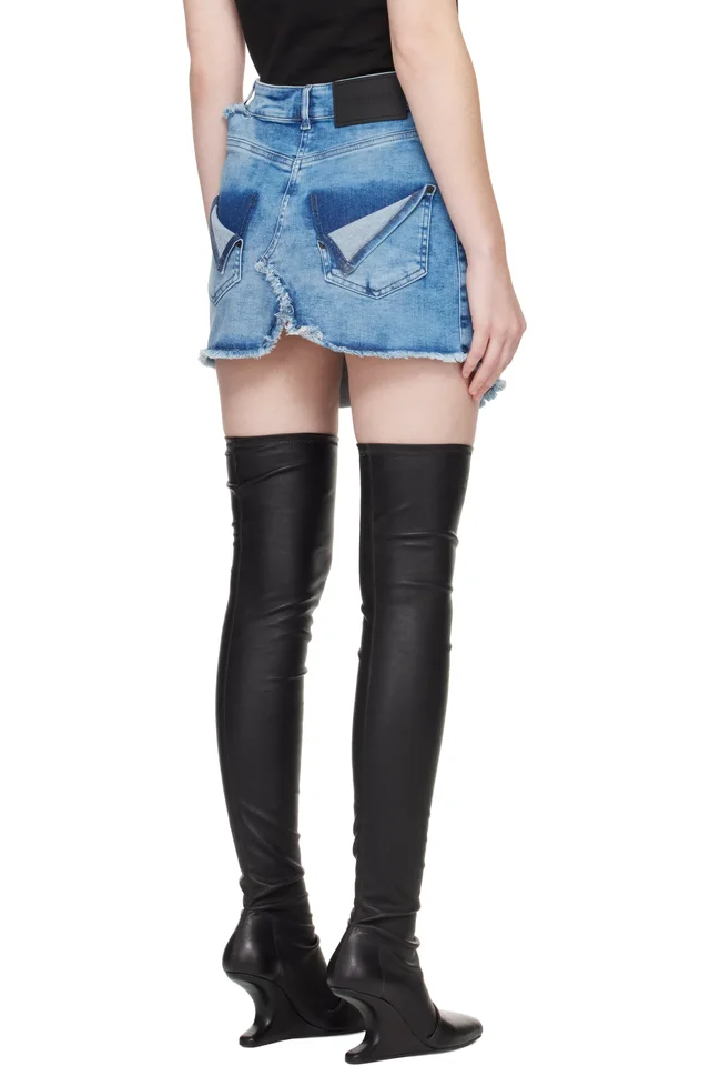 Ottolinger Blue Reversed Denim Miniskirt, photo 3 of 4 from SSENSE