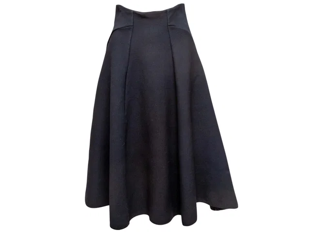 Black Christian Dior Wool & Silk-Blend Swing Skirt Size FR 40 in Black Silk from Designer Revival