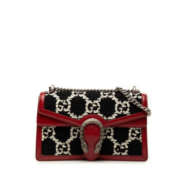Black Gucci Medium GG Tweed Dionysus Shoulder Bag in Black Tweed from Designer Revival