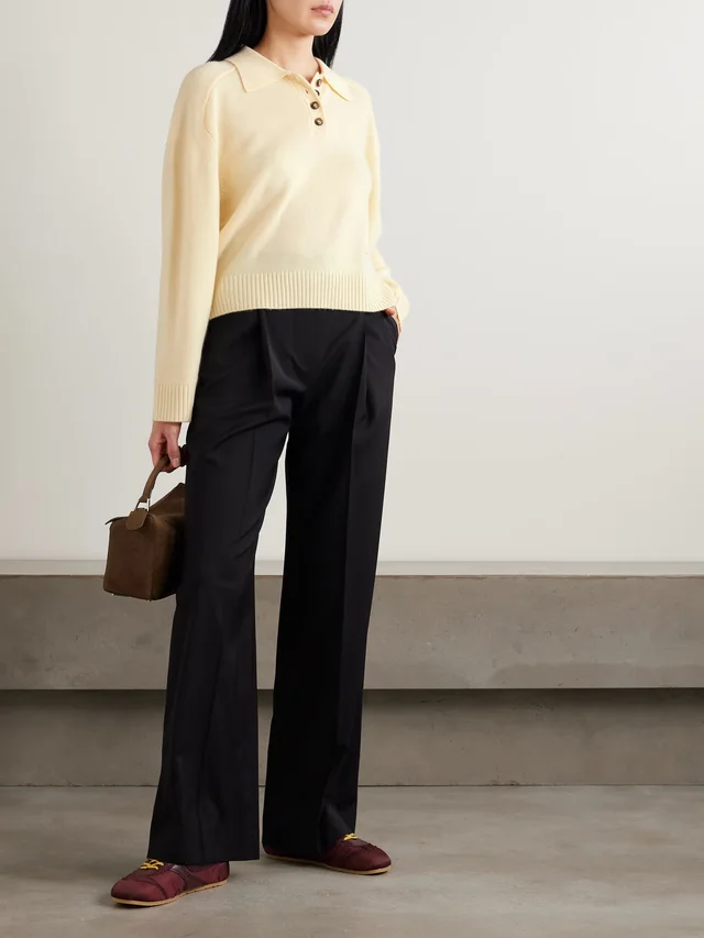LOULOU DE SAISON Homere embroidered cashmere polo sweater in Yellow, photo 2 of 2 from NET-A-PORTER (Canada)
