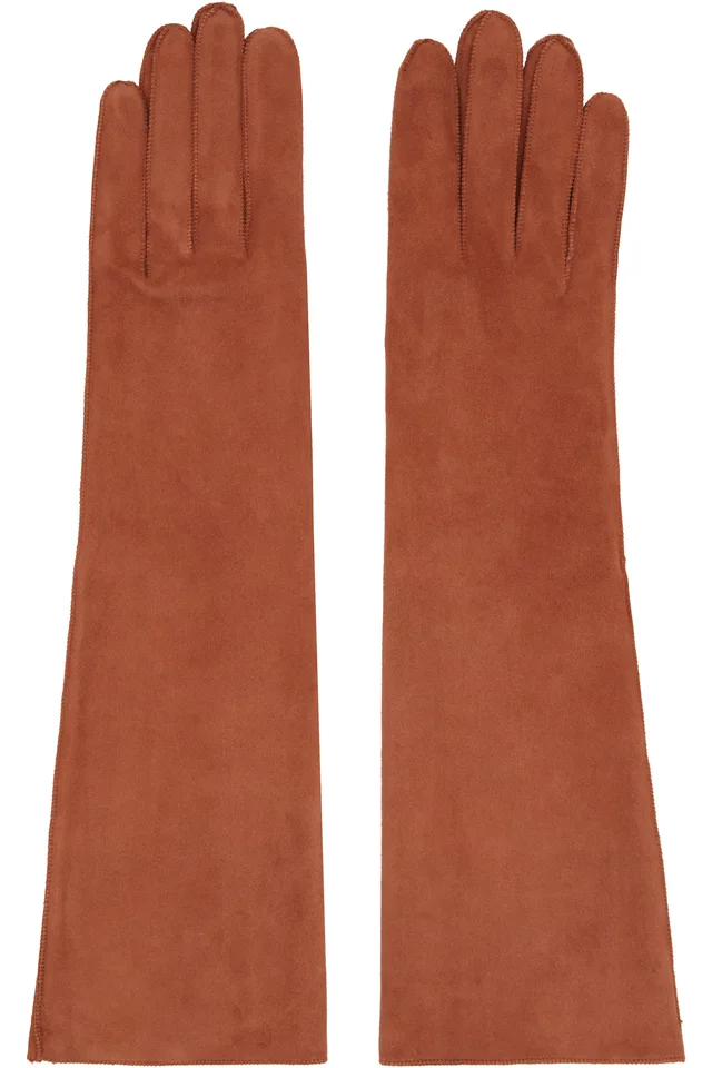 Brown Long Slim Suede Gloves, image 1 of 1 from SSENSE