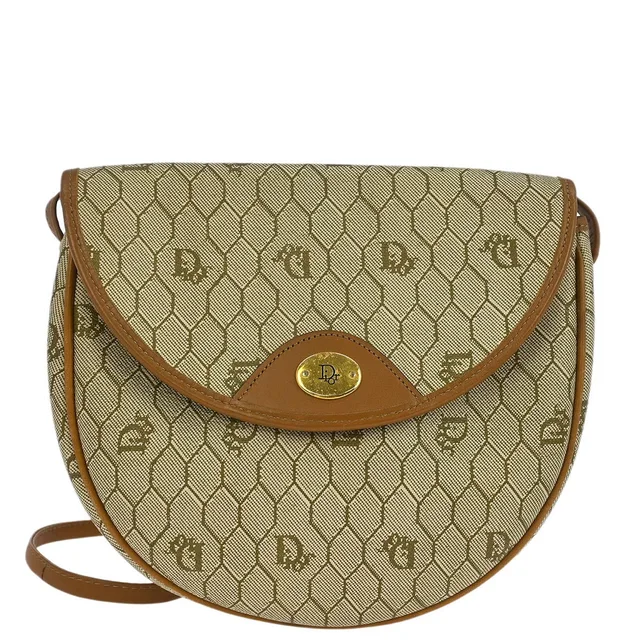 Dior Beige PVC Honeycomb Shoulder Bag in Beige Leather from AMORE Vintage Tokyo
