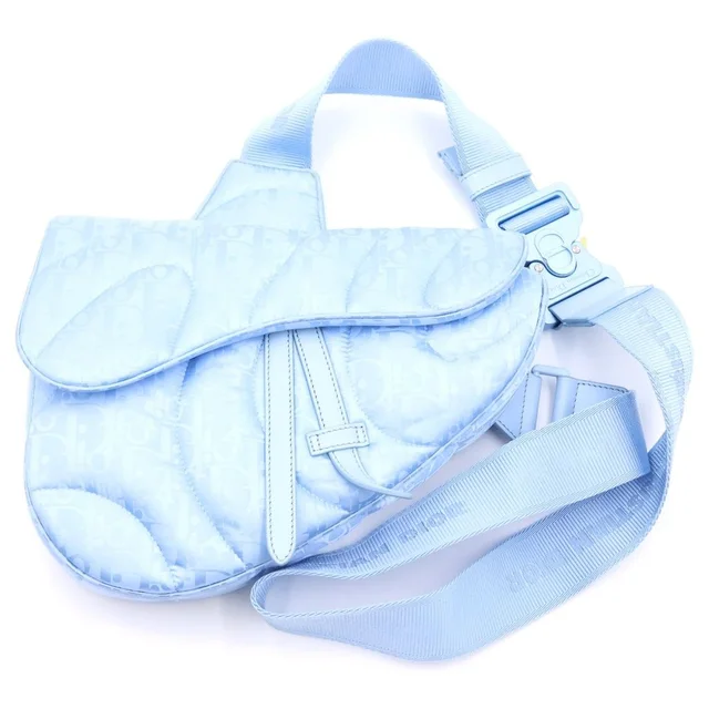Dior x Edl Mirage Quilted Saddle Bag Light Blue Nylon in Blue Nylon from The Reluxe